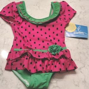 SOL SWIM SIZE 12 MONTHS. WATERMELON DESIGN PINK, GREEN, BLACK